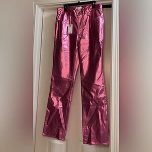 NWT: GOOD AMERICAN - GOOD ICON METALLIC FAUX LEATHER PANTS